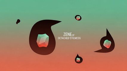 Zen state of mind with floating geometric shapes on gradient background with meditation and relaxation and calm and peace and serenity and mindfulness