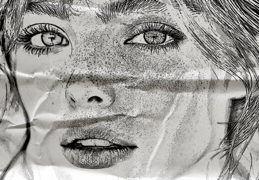 Black And White Pencil Sketch Photo Effect Pencil Sketch Realistic Portrait