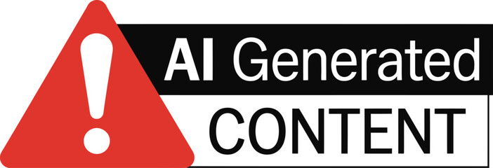 AI Generated Content Warning Sign with Exclamation Mark Icon
