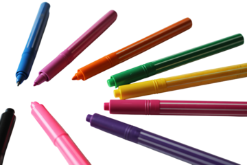 Colorful Markers in Vibrant Colors on White Background for Artistic Creativity