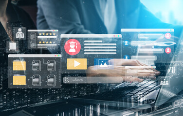 E-learning dashboard with student profiles, lesson ratings, and course content organization for online education Parse