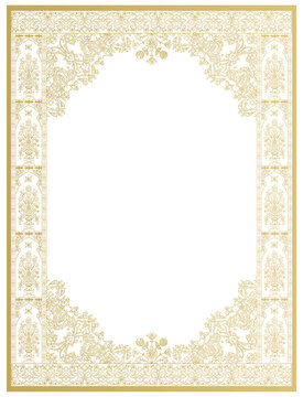 Luxury Gold Floral Wedding Invitation Border Frame