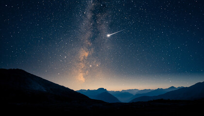 Milky Way Galaxy Over Mountain Landscape at Night