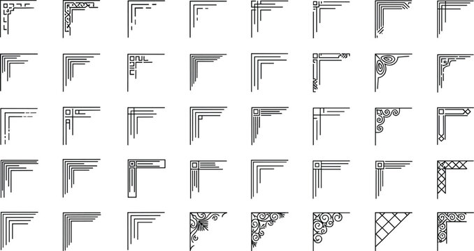 Collection of elegant corner design elements for creative projects and decorative borders