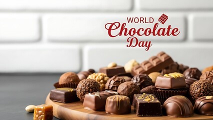 World chocolate day celebration with assorted delicious chocolates