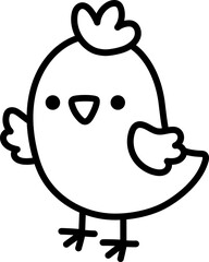 Vector chick line icon. Farm bird waving wing clipart isolated on white background. Spring or Easter baby chick black and white illustration. Cute domestic animal coloring page