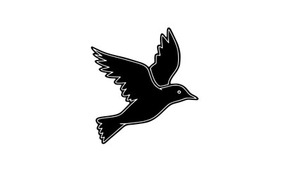 Organic Imperfect Nature: Hand-Drawn Bird in Flight Silhouette - Naive Style Analog Vector Art