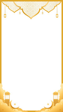 Elegant Ramadan Kareem Frame with Lantern and Crescent Moon for Ecommerce Story Template 9:16, social media template post story