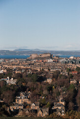 View of Edinburgh city, castle and the sea
