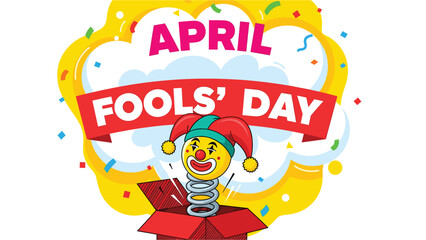 Fototapeta premium A colorful illustration of a jester popping out of a box on April Fools' Day