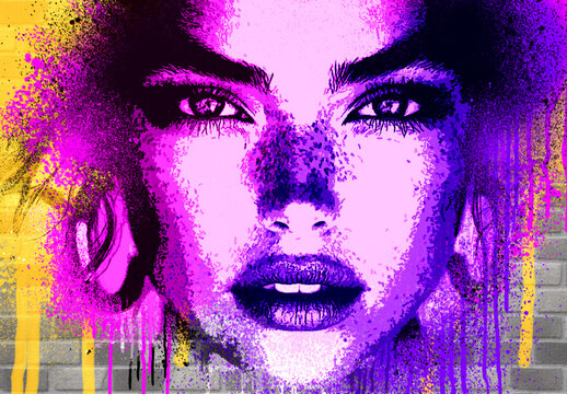 Violet And Yellow Graffiti Spray Photo Effect