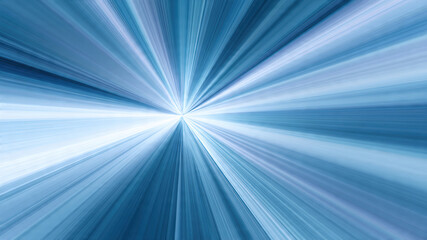 Vibrant blue light rays burst from a central point in a dynamic abstract scene