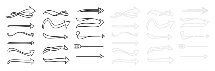 Collection of various arrow icons and pointers in black and gray