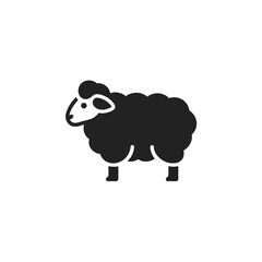 Simple black sheep icon illustration for farm animal or livestock design projects
