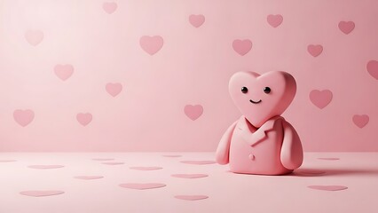 Adorable pink teddy bear in a heartwarming setting