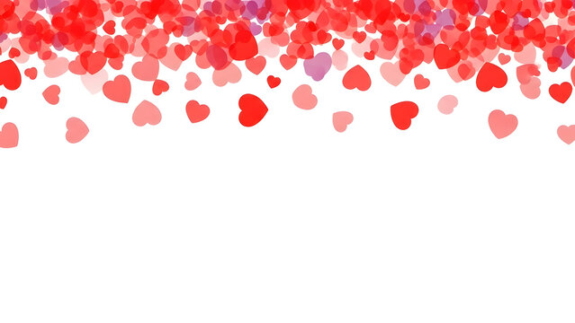 Vector illustration of a romantic Valentine's Day wallpaper featuring a pattern of red hearts on a white background for a festive holiday card design - Powered by Adobe