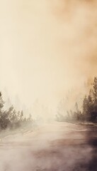 Obraz premium Serene watercolor forest road bathed in golden sunset light a tranquil artistic landscape