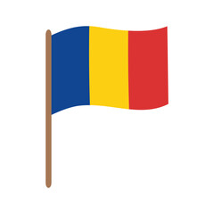 Flag of Romania. Vector illustration of the Romanian flag in flat style on white background. Single isolated object.