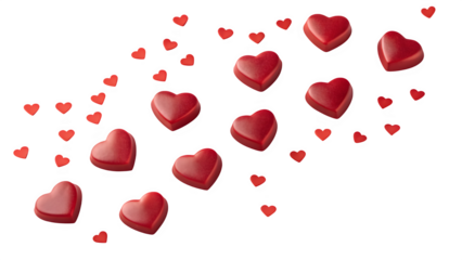 Red Heart Shapes Floating on Soft Pink Background, Minimal Romantic Concept