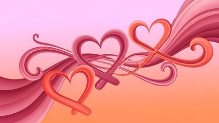 Interconnected hearts in gradient background