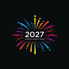 2027 happy new year logo design template, fireworks, spark happy new year 2027 logo design graphic vector