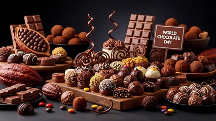 World chocolate day celebration with assorted delicious treats and sweets