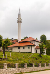 Mosque and minaret in Srebrenik town, Bosnia and Herzegovina.