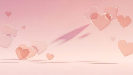 Soft pink background with floating hearts