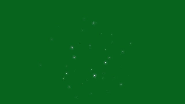 4k Luxury white glitter sparkles explosion, magic sparkles glitter stars, magic dust, pixie dust path, glowing light effect, retro shine movement christmas stars isolated on a green screen background