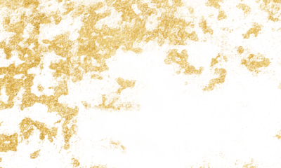 Gold grunge overlay with scattered speckled metallic texture drifting from top, airy distressed pattern on white background ideal for festive invitations, holiday cards, elegant branding, and light 