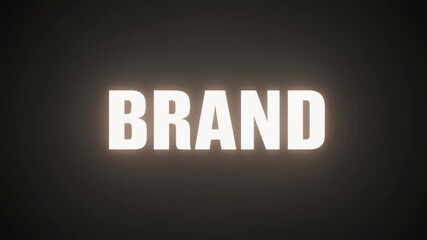 Illuminated text showcasing the word BRAND in bold white font against a dark, smoky background, creating a dramatic and impactful visual