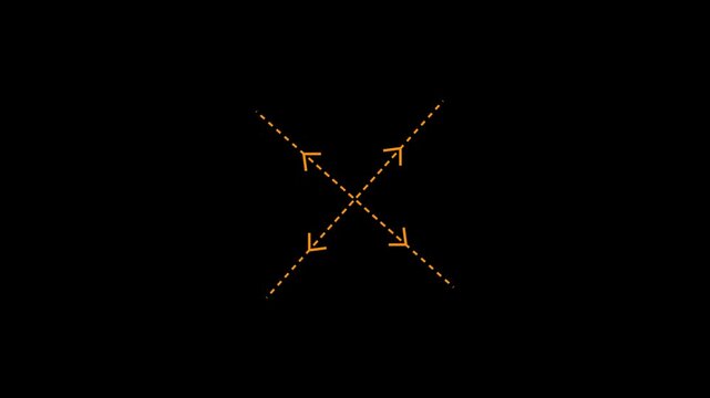 navigation icon, animated four-direction arrow pointing all sides. used for digital movement guides interface direction and user control .move tool. navigation and resize icon animation.