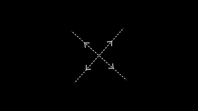 navigation icon, animated four-direction arrow pointing all sides. used for digital movement guides interface direction and user control .move tool. navigation and resize icon animation.