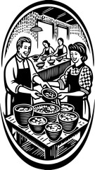 Cozy Soup Kitchen with Warm Meals and Volunteers