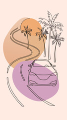 Electric Car Cruising Coastal Highway at Golden Hour