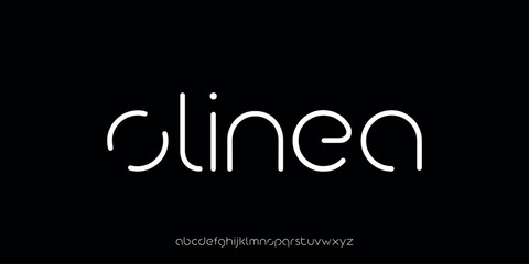 A vector illustration of a modern sans-serif style alphabet font with thin lines and soft curves. It gives a futuristic, clean, and elegant impression.