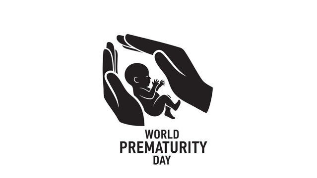 Illustration of hands holding a premature baby for World Prematurity Day awareness