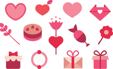 Colorful hearts and gifts valentine's day illustration