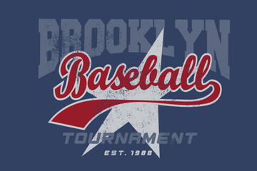 Baseball Graphic tee. Baseball Tournament in Brooklyn. Vintage Sports Tee T-shirt Sweat shirt Design.  College print design for boy, girl, men, womens.
