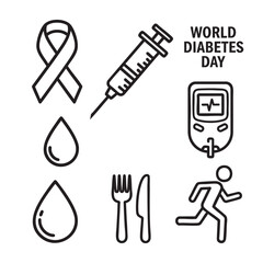 Obraz premium Vector illustration of diabetes awareness and healthy lifestyle elements