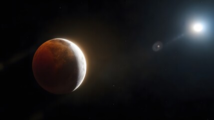 Obraz premium Celestial Alignment Awe Inspiring Lunar Eclipse Captures Cosmic Scale and Dramatic Space Atmosphere