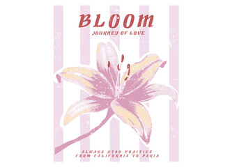 Bloom Journey of love. summer flowers backgrounf in vector. tropical flowral tee shirt sweatshirt for women's girl's