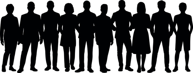 group of people silhouettes standing together
