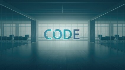 Artificial intelligence hologram displaying code in a corporate office environment, highlighting neural networks, World AI Day