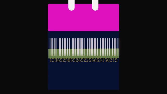 Loop able track of barcode scanning level number with barcode on product. 3D rendered illustration. 4K seamless loop video footage animation.	