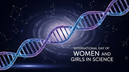 International day of women and girls in science dna double helix structure symbolizing genetics and scientific research