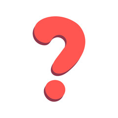 Fototapeta premium Vibrant 3d red question mark symbol, representing inquiry and doubt, isolated on transparent background. transparent background png