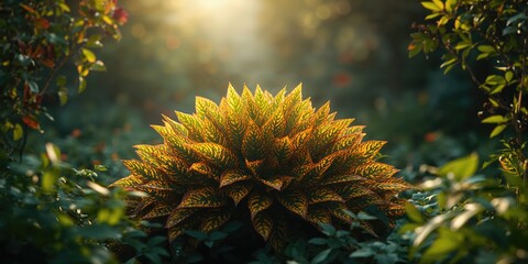 Brightly colored garden croton with variegated leaves, ideal for use as a UI backdrop