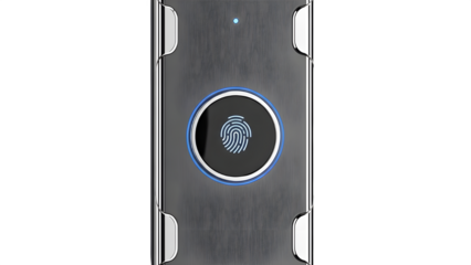 Fingerprint reader on a smartphone isolated on transparent background