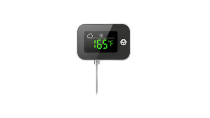 A digital temperature display device isolated on transparent background